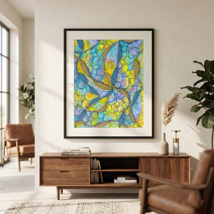 Poster Arte Colorida de Redemoinhos Abstratos Desenhados
