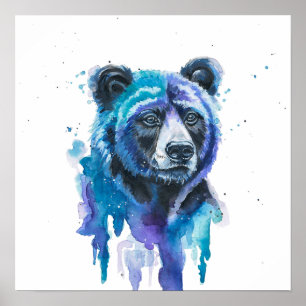 Poster Arte Colorida de Urso em Aquarela