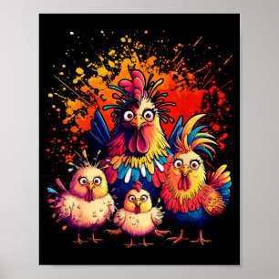 Poster Arte Colorida e Divertida de Frango