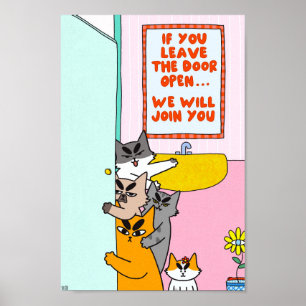 Poster Arte colorida e engraçada de gato em pastel para p