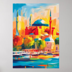Poster Arte Colorida Fauve de Istambul Hagia Sophia