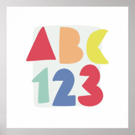 Poster Arte colorida infantil ABC 123