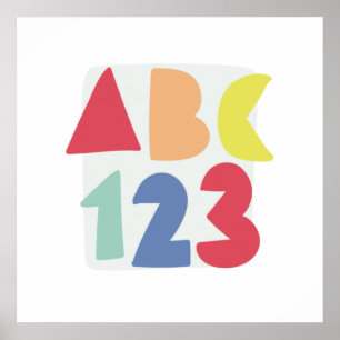 Poster Arte colorida para crianças do ABC 123