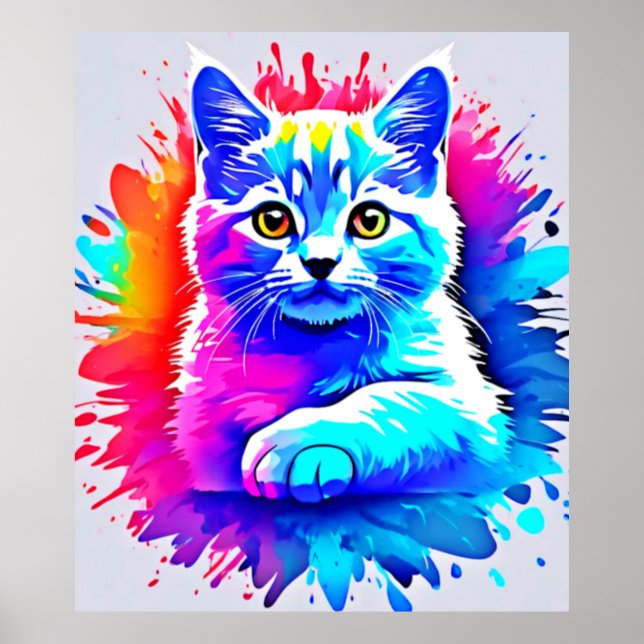 Poster Arte Colorida para Gatos (Frente)
