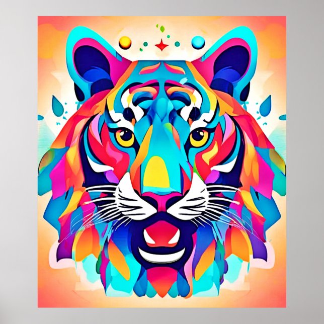 Poster Arte Colorida Tiger Face (Frente)