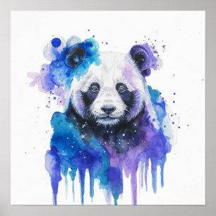 Poster Arte Colorido de Panda em Aquarela