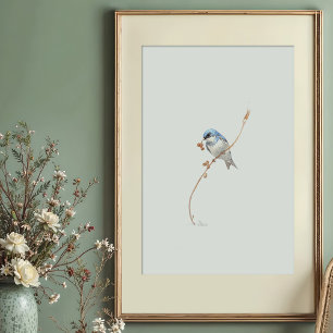 Poster Arte com Aquarela de Engorda de Árvore Vibrante co