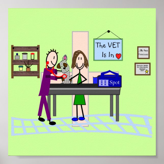 Pôster Arte com estrutura Clínica Veterinária (Frente)