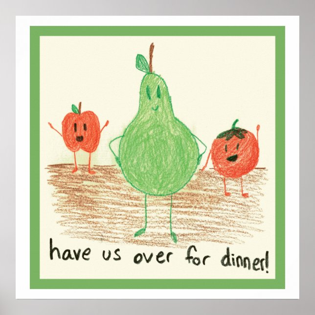 Pôster Arte Comida infantil, verde (Frente)