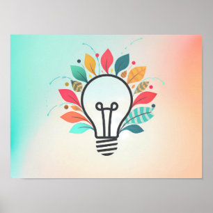 Poster Arte Conceitual Colorida: Ideia Florescer Luz Abst