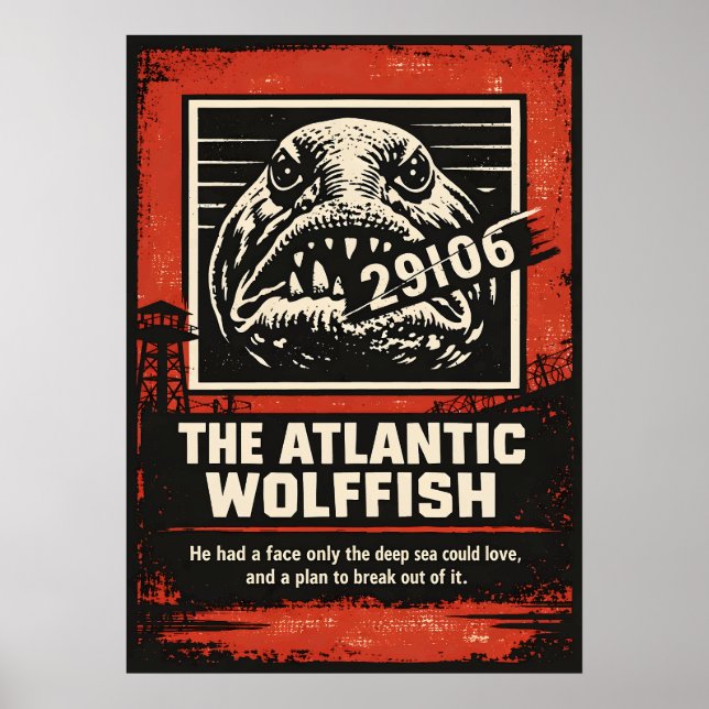 Poster Arte Conceitual de Fuga do Peixe-Lobo Atlântico (Frente)
