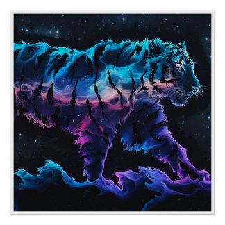 Pôster Arte Conceptiva abstrato Tiger na Tinta Álcool