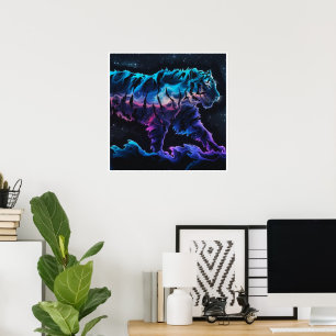 Poster Arte Conceptiva abstrato Tiger na Tinta Álcool