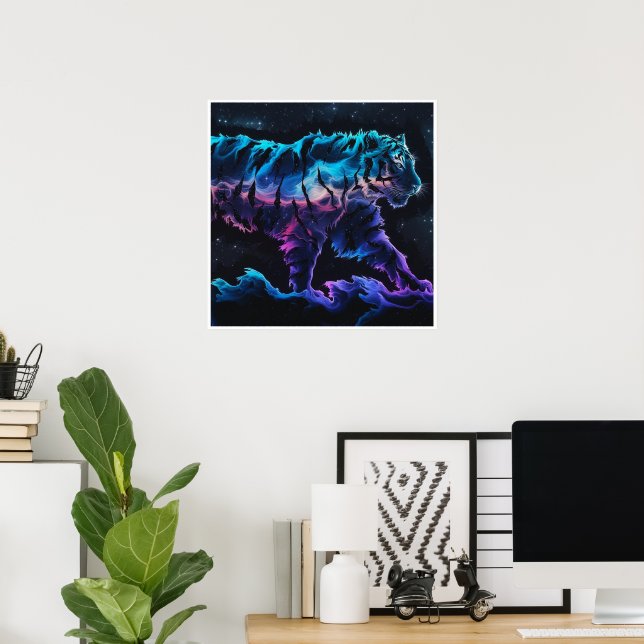 Poster Arte Conceptiva abstrato Tiger na Tinta Álcool (Escritório em casa)