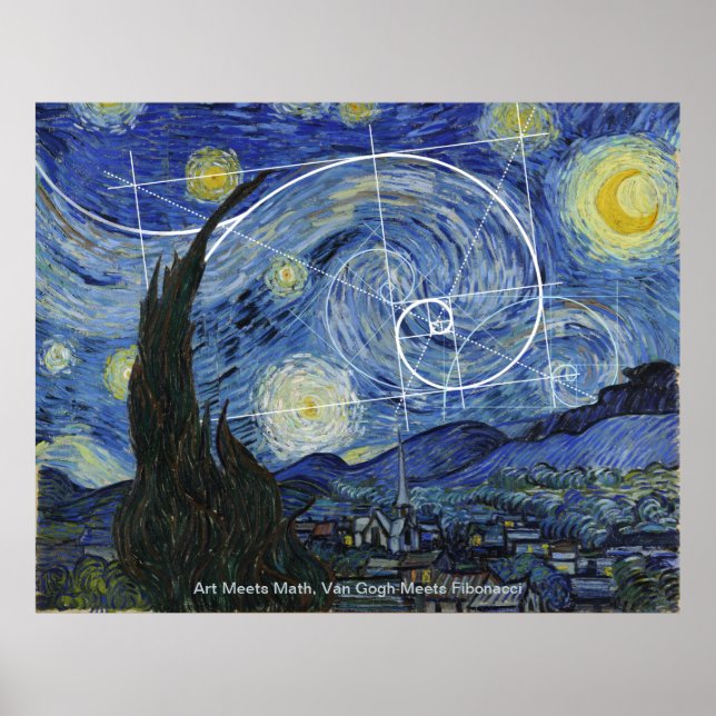 Poster Arte Conhece Matemática, Van Gogh Conhece Fibonacc (Frente)