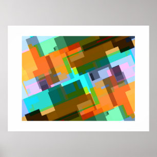 Poster Arte Contemporânea Abstrata Geométrica em Moldura