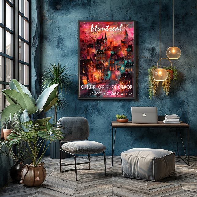 Pôster Arte Contemporáneo Montreal en Colores Vibrantes (Criador carregado)