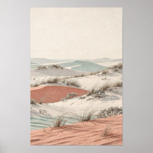 Poster Arte Costeira de Dunas de Coral e Vidro do Mar