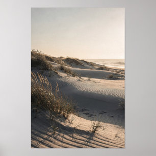 Poster Arte Costeira de Parede Dunas de Linho Quente e Ti