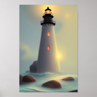 Poster Arte Costeira do Oceano Farol