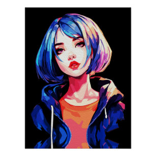 Pôster Arte Criativo de Anime para Parede   Garotas 05