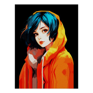 Pôster Arte Criativo de Anime para Parede Garotas 07