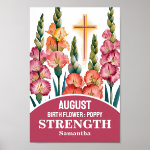 Poster Arte Cristã de Berçário da Flor do Mês de Agosto