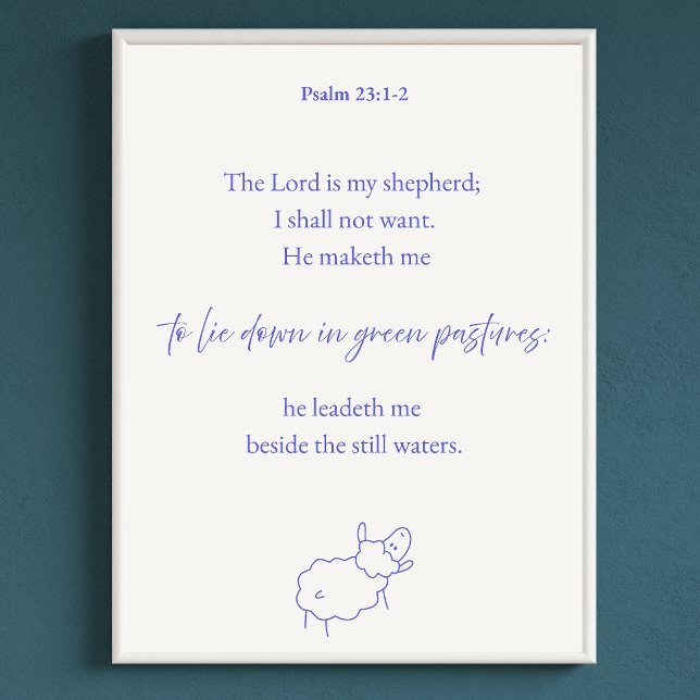 Poster Arte Cristã do Salmo 23 | Deus Cuida de Mim (Psalm 23 Christian Wall Art For  Children Bible Verse Poster)