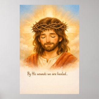 Poster Arte Cristã Feridas de Cristo Nos Cura