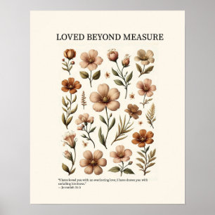 Poster Arte cristã floral para parede, amado além da medi