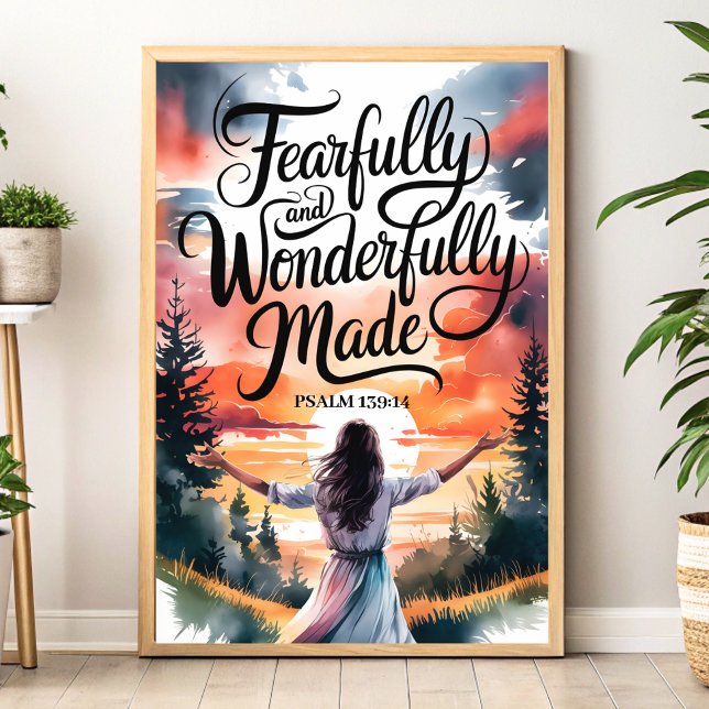 Poster Arte Cristã para Parede 'Criado com Temor e Maravi (Criador carregado)