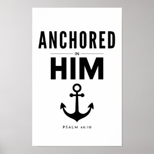 Poster Arte Cristão ancorado Nele para Paredes