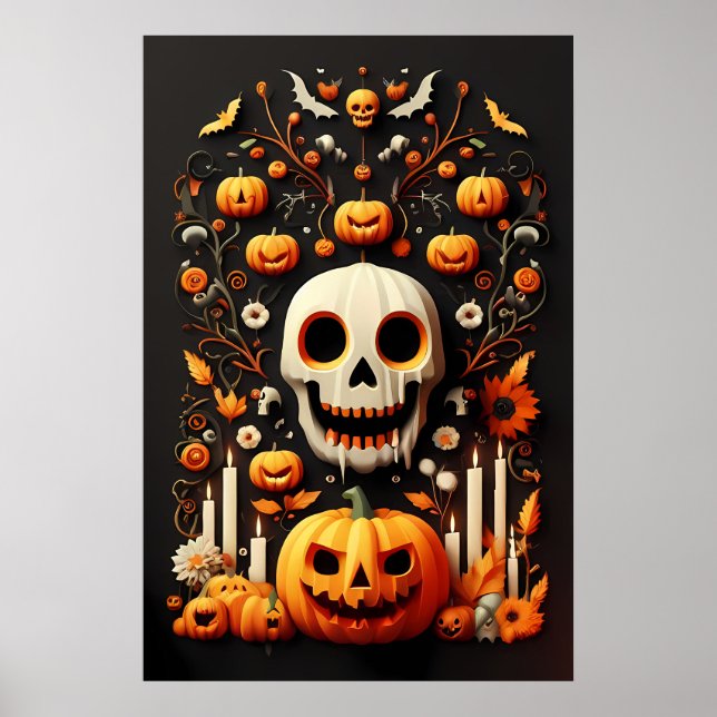 Poster Arte Crônica de Halloween, Assombrando o Crânio Br (Frente)