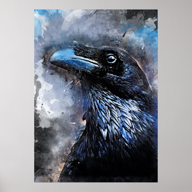 Pôster Arte Crow #corvo #pássaro #animais (Frente)