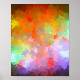 Poster Arte Cubista Abstrata Colorida Moderna Explosão
