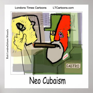 Pôster Arte Cubista Engraçada Castro