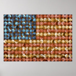 Poster Arte da bandeira do basebol - América após o tem