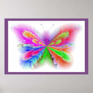 Pôster Arte da borboleta do abstrato da flor da
