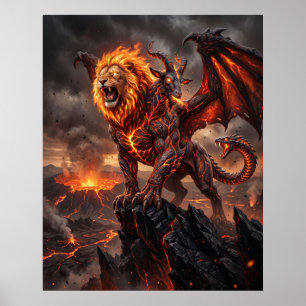 Poster Arte da Caldeira Mítica Quimera de Fogo