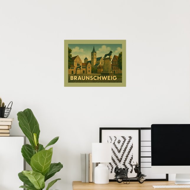 Poster Arte da Cidade de Braunschweig Alemanha (Escritório em casa)