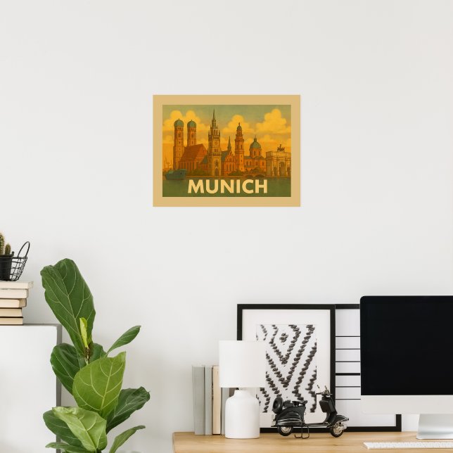 Poster Arte da Cidade de Munique Alemanha (Escritório em casa)