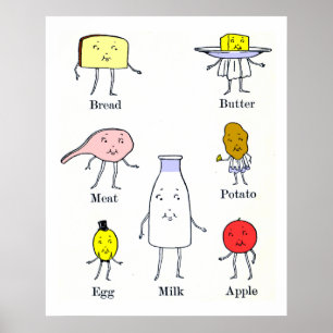 Pôster Arte da Cozinha do Comida Vintage Favorita