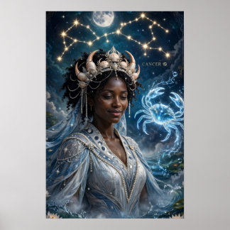 Poster Arte da Deusa Negra do Câncer Lunar