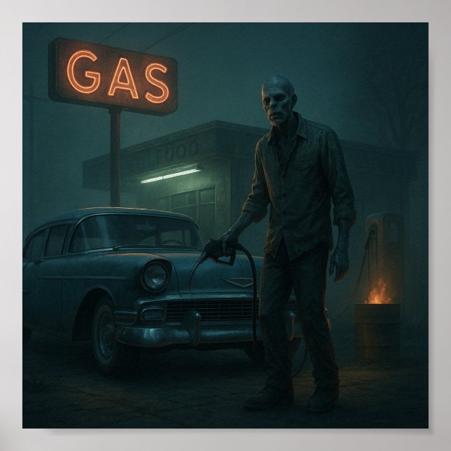 Poster Arte da Estação de Gás Zombie MCM (Frente)