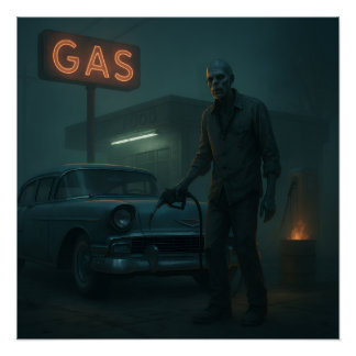 Pôster Arte da Estação de Gás Zombie MCM