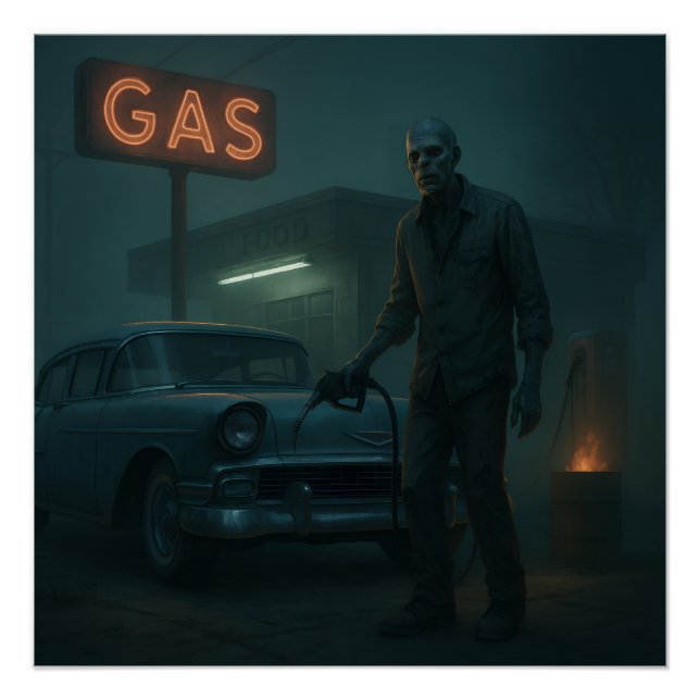 Pôster Arte da Estação de Gás Zombie MCM (Frente)