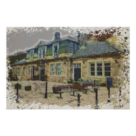 Pôster Arte da Estação Ferroviária de Hebden Bridge