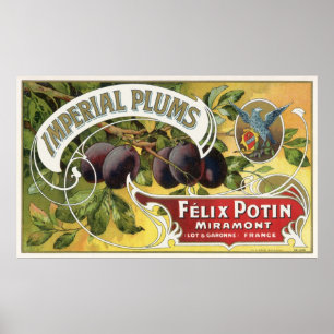 Pôster Arte da etiqueta da caixa da fruta do vintage,