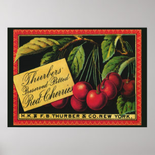 Pôster Arte da etiqueta da caixa da fruta do vintage,