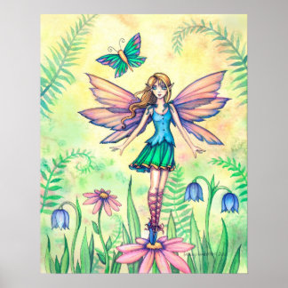 Poster Arte da Fada das Flores de Um Dia de Primavera